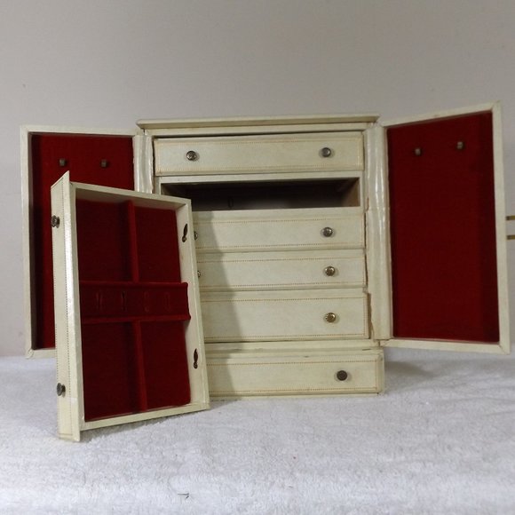 50s/60s Extra Large Jewelry Box Trunk With Six Tiers - Picture 16 of 16